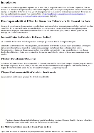 “Éco-responsabilité et Fêtes: Le Boom Des Calendriers De L’avent En bois”