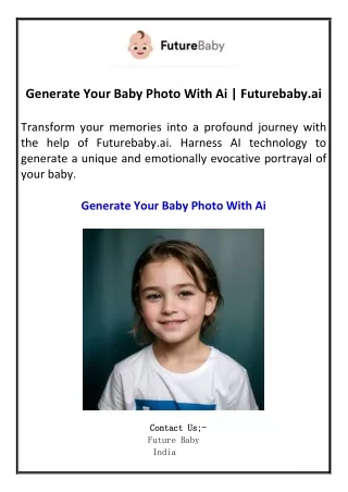 Generate Your Baby Photo With Ai Futurebaby.ai