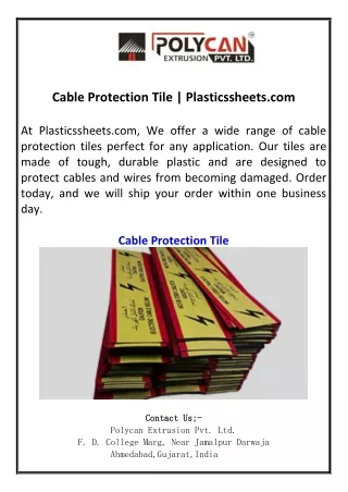 Cable Protection Tile  Plasticssheets.com