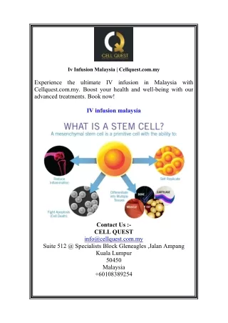 Iv Infusion Malaysia  Cellquest.com.my
