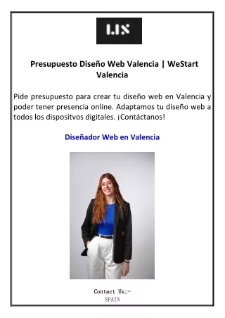 Presupuesto Diseño Web Valencia WeStart Valencia