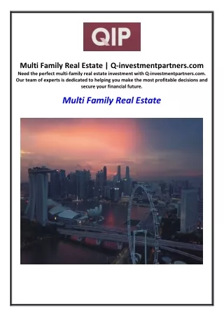 Multi Family Real Estate | Q-investmentpartners.com