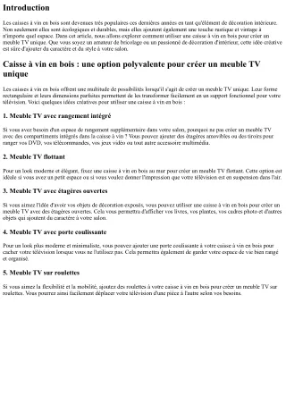 Caisse à vin en bois : comment l'utiliser pour créer un meuble TV unique
