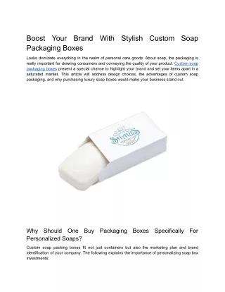 Boost Your Brand With Stylish Custom Soap Packaging Boxes