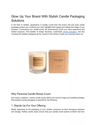 Glow Up Your Brand With Stylish Candle Packaging Solutions