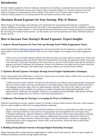 Expert Advice on How to Increase the Brand Exposure of Your Startup