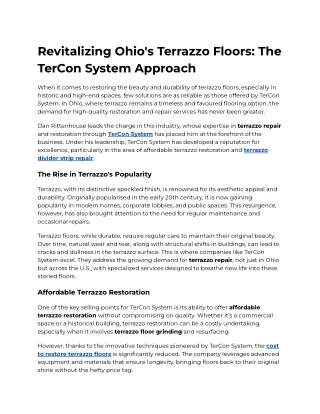 Revitalizing Ohio's Terrazzo Floors_ The TerCon System Approach
