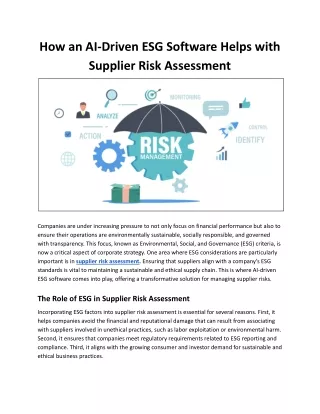 How an AI-Driven ESG Software Helps with Supplier Risk Assessment