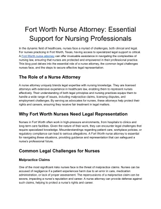 Fort Worth Nurse Attorney