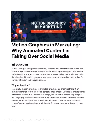 Motion Graphics in Marketing: Why Animated Content is Taking Over Social Media