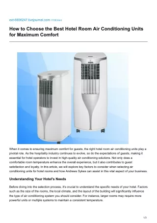 How to Choose the Best Hotel Room Air Conditioning Units for Maximum Comfort