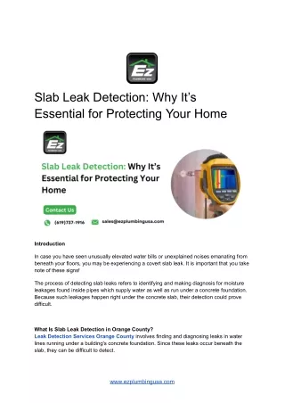 Slab Leak Detection_ Why It’s Essential for Protecting Your Home