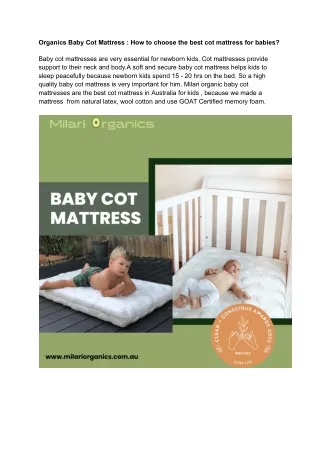 Organics Baby Cot Mattress _ How to choose the best cot mattress for babies