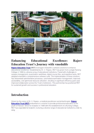 Transforming Education: Rajeev Education Trust’s Partnership with vmedulife
