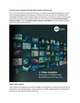 Enhance Customer Experience with Video Analytics in UAE