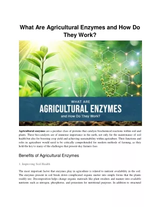 What You Need to Know About Agricultural Enzymes