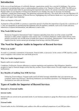 Importance Of Regular Audits For Your Importer Of Record Services