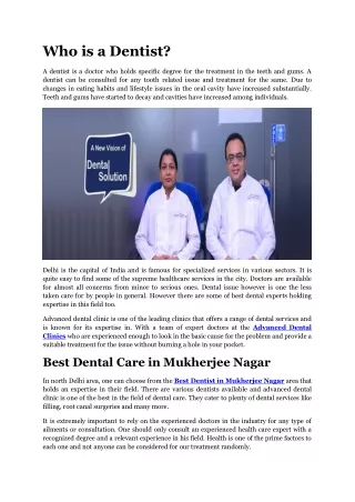 Best Dental Clinic in Mukherjee Nagar - Advanced Dental Clinic