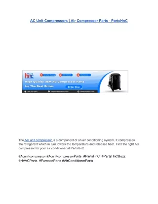 AC Unit Compressors _ Air Compressor Parts - PartsHnC
