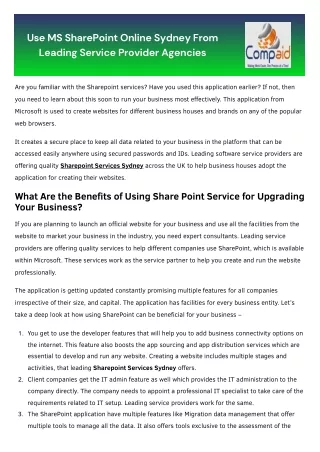 Use MS SharePoint Online Sydney From Leading Service Provider Agencies