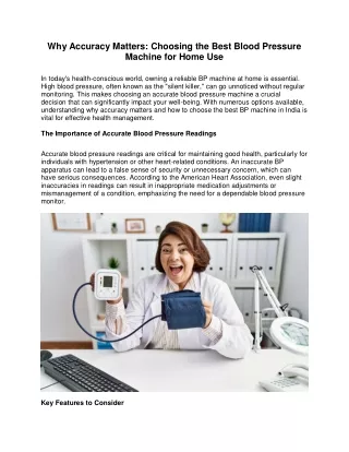 Why Accuracy Matters Choosing the Best Blood Pressure Machine for Home Use