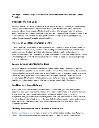 Geo Bags – Geotextile Bags_ A Sustainable Solution for Erosion Control and Coastal Protection