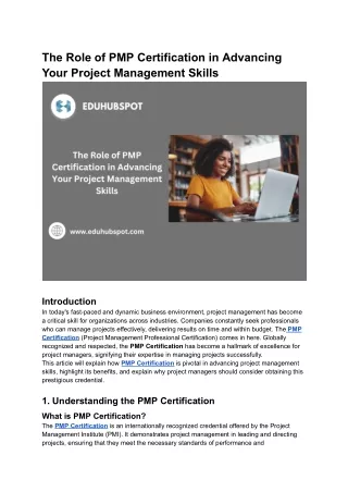 The Role of PMP Certification in Advancing Your Project Management Skills