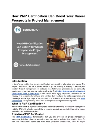 How PMP Certification Can Boost Your Career Prospects in Project Management