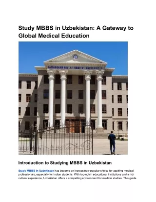 Study MBBS in Uzbekistan_ A Gateway to Global Medical Education