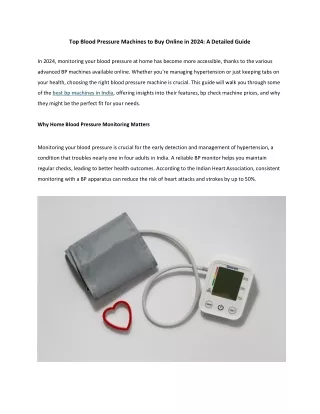 Top Blood Pressure Machines to Buy Online in 2024: A Detailed Guide