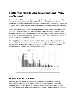 Flutter for Mobile App Development - Why to Choose