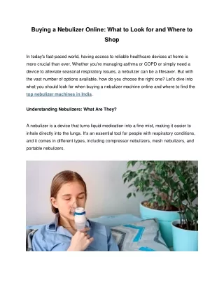 Buying a Nebulizer Online: What to Look For and Where to Shop