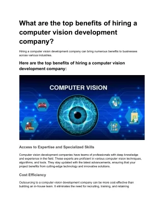 What are the top benefits of hiring a computer vision development company?