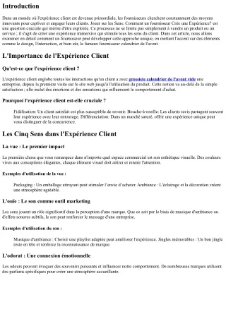 “Jouer sur les Sens: Comment un fournisseur Crée une Expérience?”