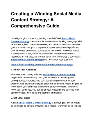 Creating a Winning Social Media Content Strategy: A Comprehensive Guide