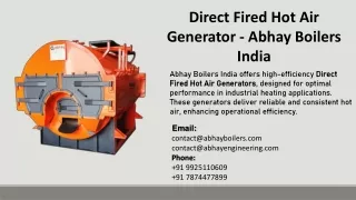 Direct Fired Hot Air Generator - Abhay Boilers India