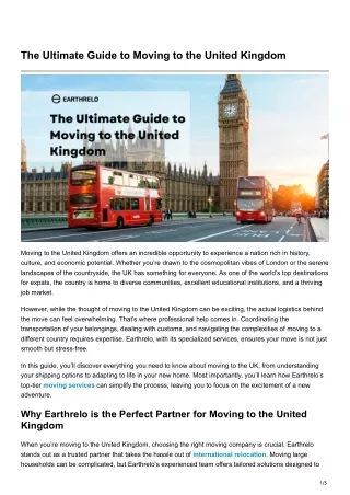 The Ultimate Guide to Moving to the United Kingdom