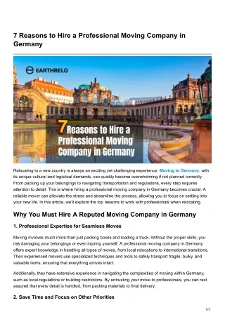 7 Reasons to Hire a Professional Moving Company in Germany
