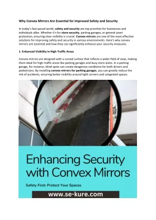 Why Convex Mirrors Are Essential for Improved Safety and Security