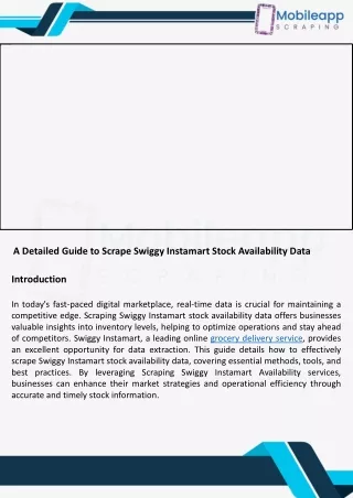 A Detailed Guide to Scrape Swiggy Instamart Stock Availability Data