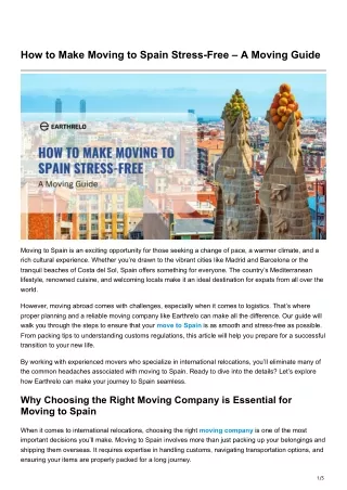How to Make Moving to Spain Stress-Free – A Moving Guide