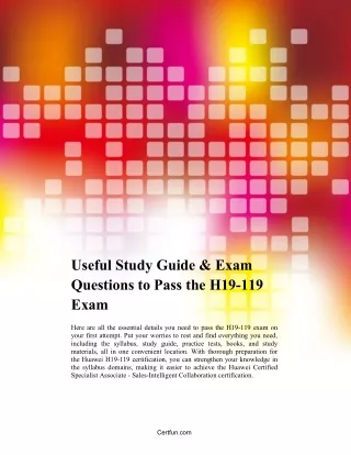 Useful Study Guide & Exam Questions to Pass the H19-119 Exam