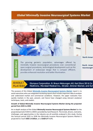 Minimally Invasive Neurosurgical Systems Market Latest Report with Forecast 2030