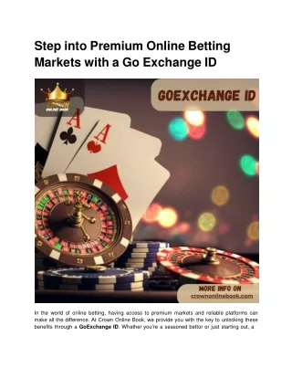 Step into Premium Online Betting Markets with a Go Exchange ID