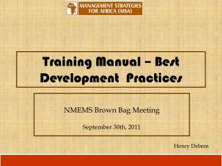 Training Manual – Best Development Practices