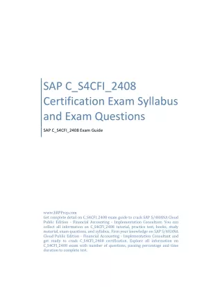 SAP C_S4CFI_2408 Certification Exam Syllabus and Exam Questions