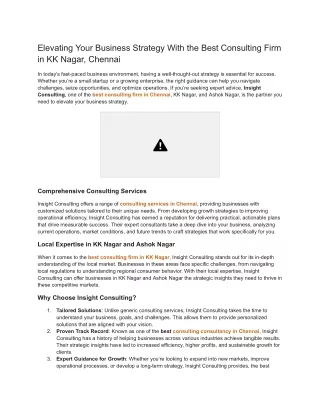 Elevating Your Business Strategy With the Best Consulting Firm in KK Nagar, Chennai