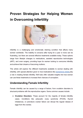 Proven Strategies for Helping Women in Overcoming Infertility