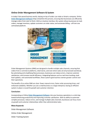 Online Order Management Software & System