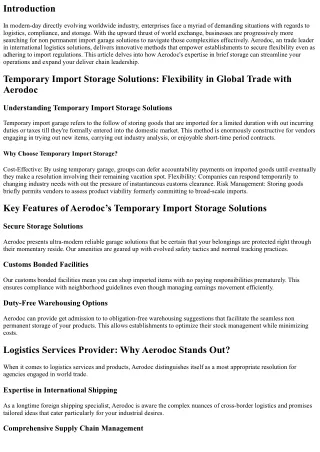 Temporary Import Storage Solutions: Flexibility in Global Trade with Aerodoc